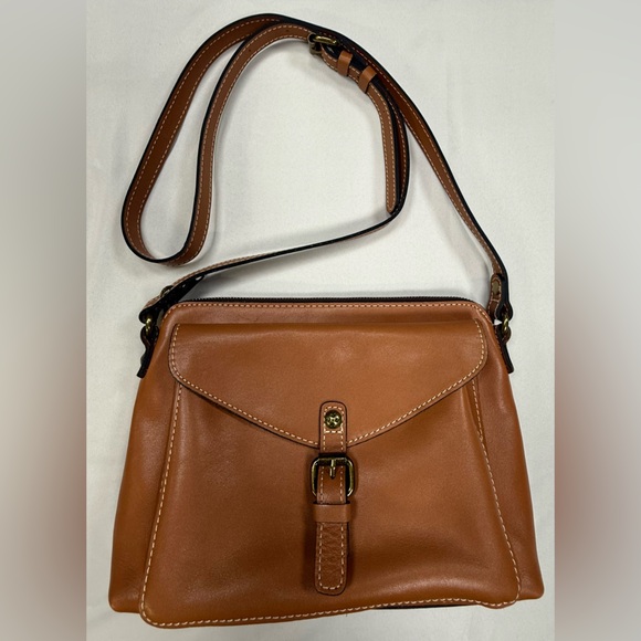 Patricia Nash Cognac Leather Crossbody with Front Buckle - Picture 2 of 13